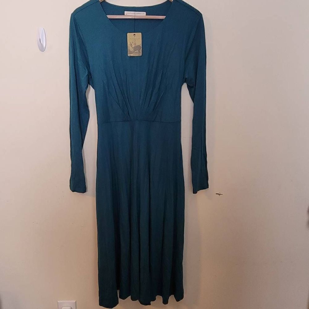 PERUVIAN CONNECTION  DEEP TEAL CELESTE PIMA COTTON DRESS LARGE